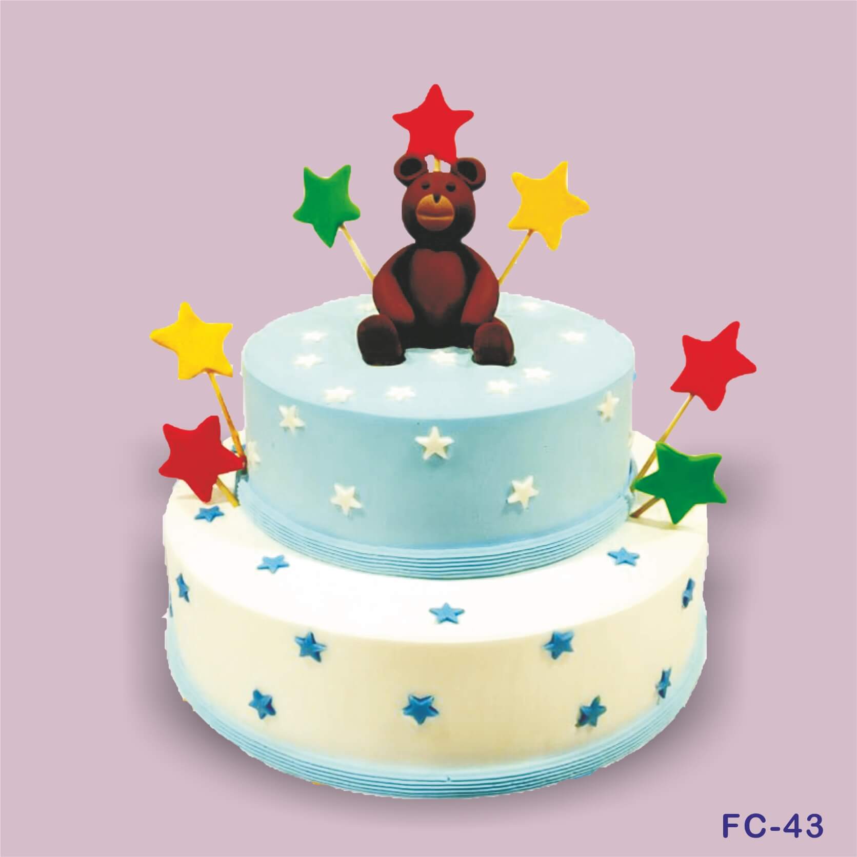 Two-Tier Round Teddy Bear Baby Shower Cake - Montilio's Bakery