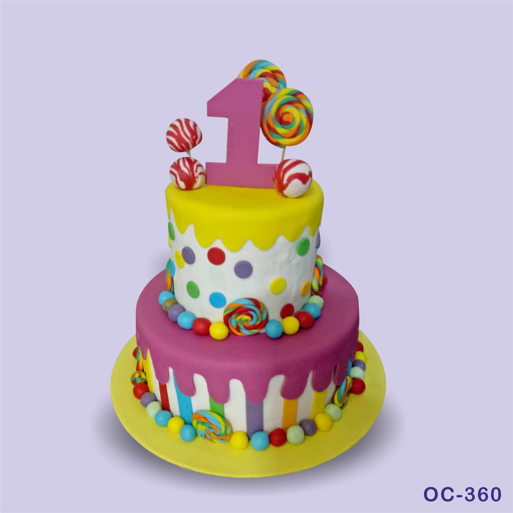 Candy Land Theme First Birthday Two Tier Cake